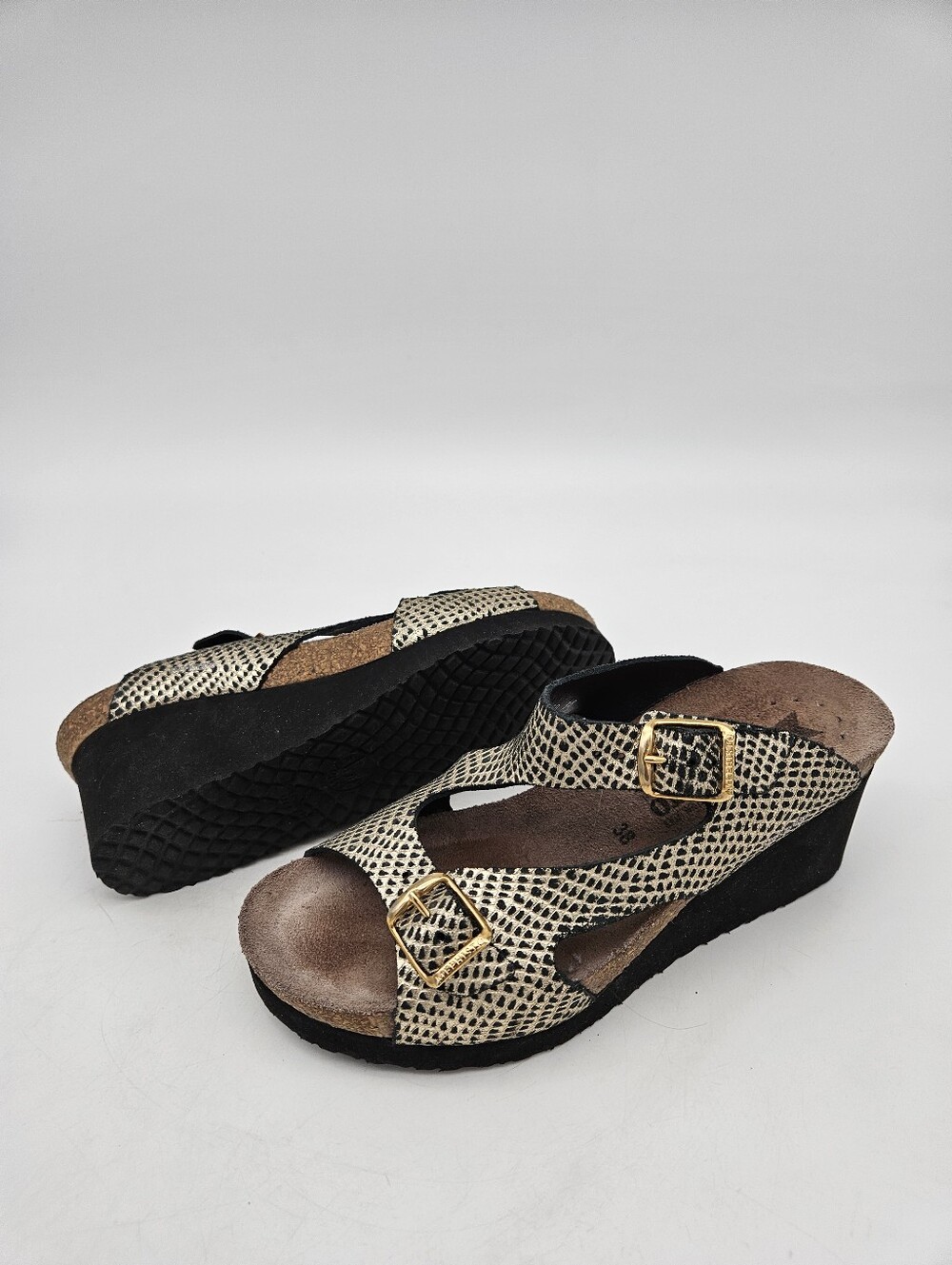 Mephisto Terie Black Cuba Wedge Sandals Women's US 7.5 Made in Portugal